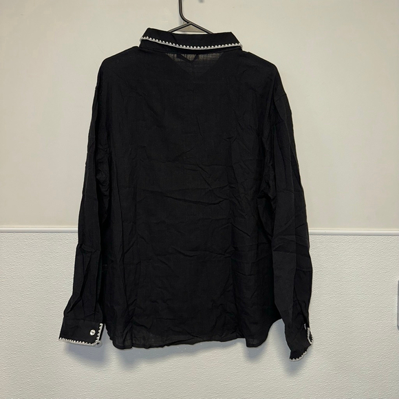 Women's KATE KASIN Blouse Black/White Size 2XL NEW NWT Button Down Plus Size - Picture 2 of 16